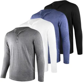 4Pack Mens Henley T-Shirts,Multipack Henley Short Sleeve Shirts,3 Button Tee Shirts Multi Color,Classic Casual T Pack
