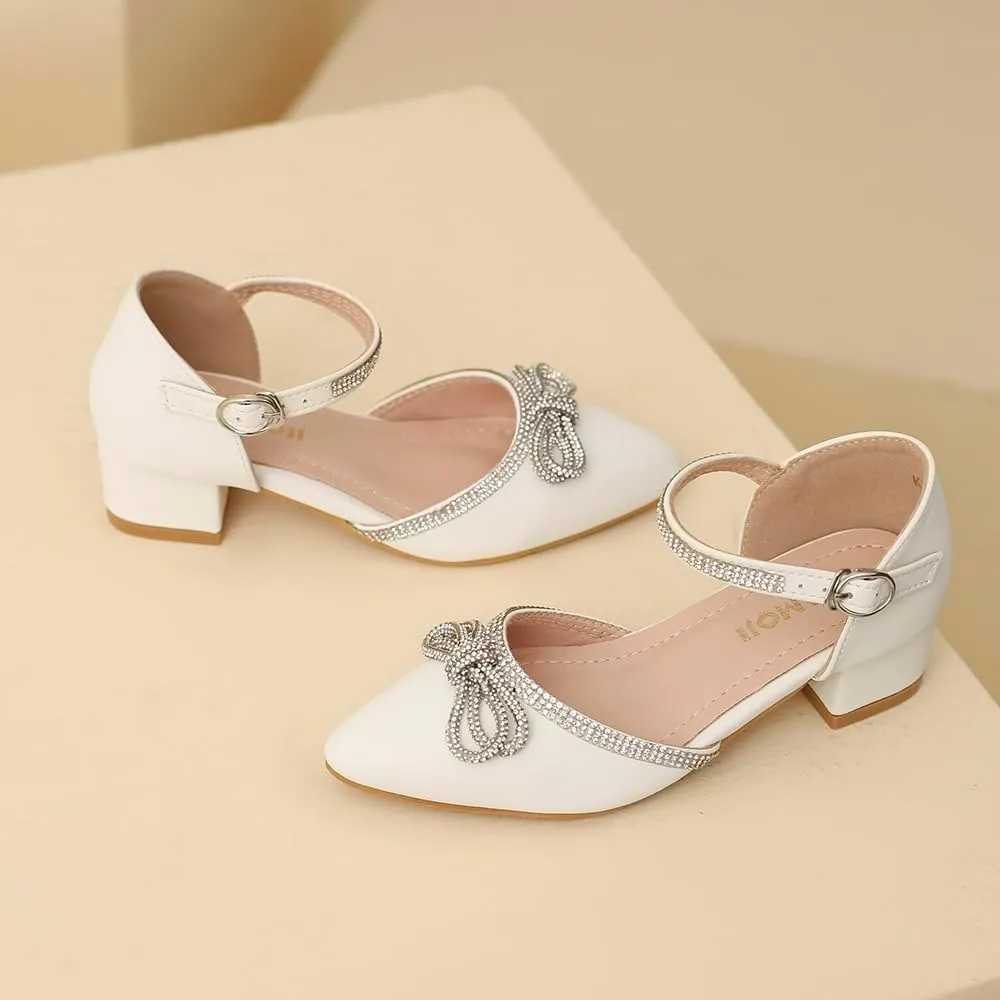 Amoji Girls High Heels Kid Ankle Strap Dress Shoes Wedding Party for Little Kid Big Kid 412