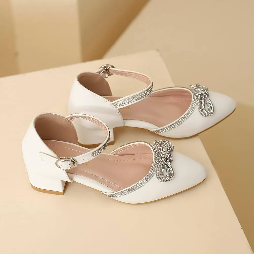 Amoji Girls High Heels Kid Ankle Strap Dress Shoes Wedding Party for Little Kid Big Kid 412