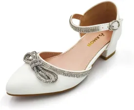 Amoji Girls High Heels Kid Ankle Strap Dress Shoes Wedding Party for Little Kid Big Kid 412