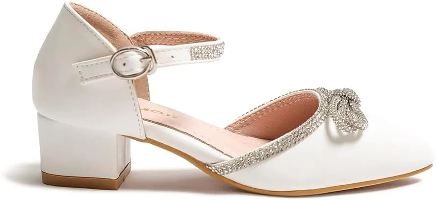Amoji Girls High Heels Kid Ankle Strap Dress Shoes Wedding Party for Little Kid Big Kid 412