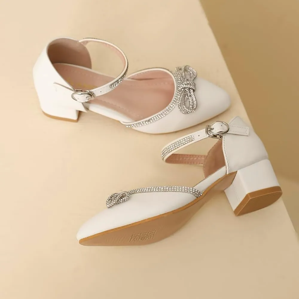 Amoji Girls High Heels Kid Ankle Strap Dress Shoes Wedding Party for Little Kid Big Kid 412