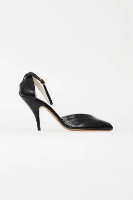 Black Criss Cross Leather Heel