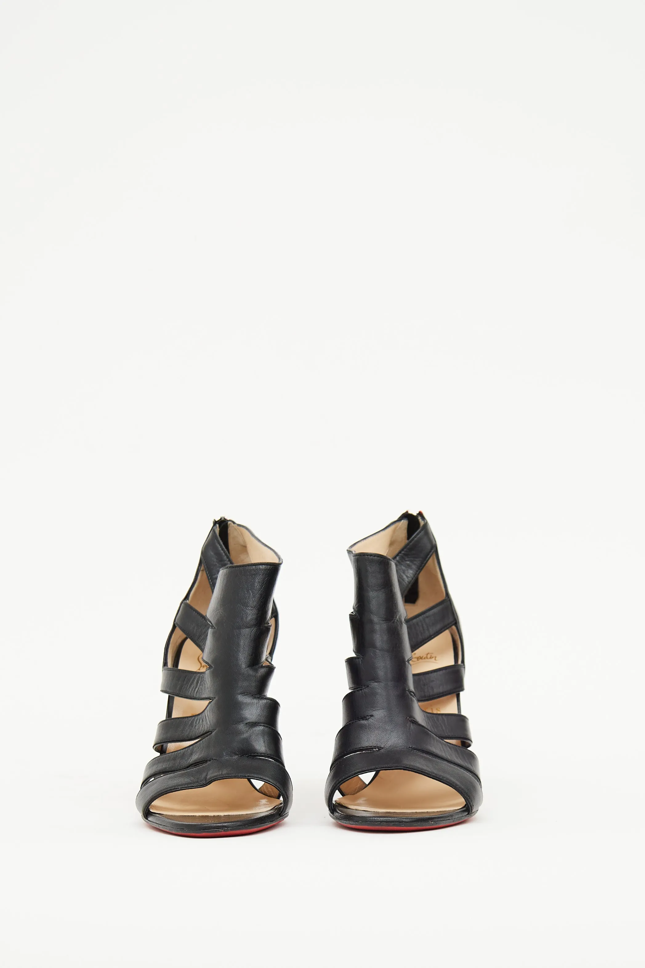 Black Leather Cutout Booties