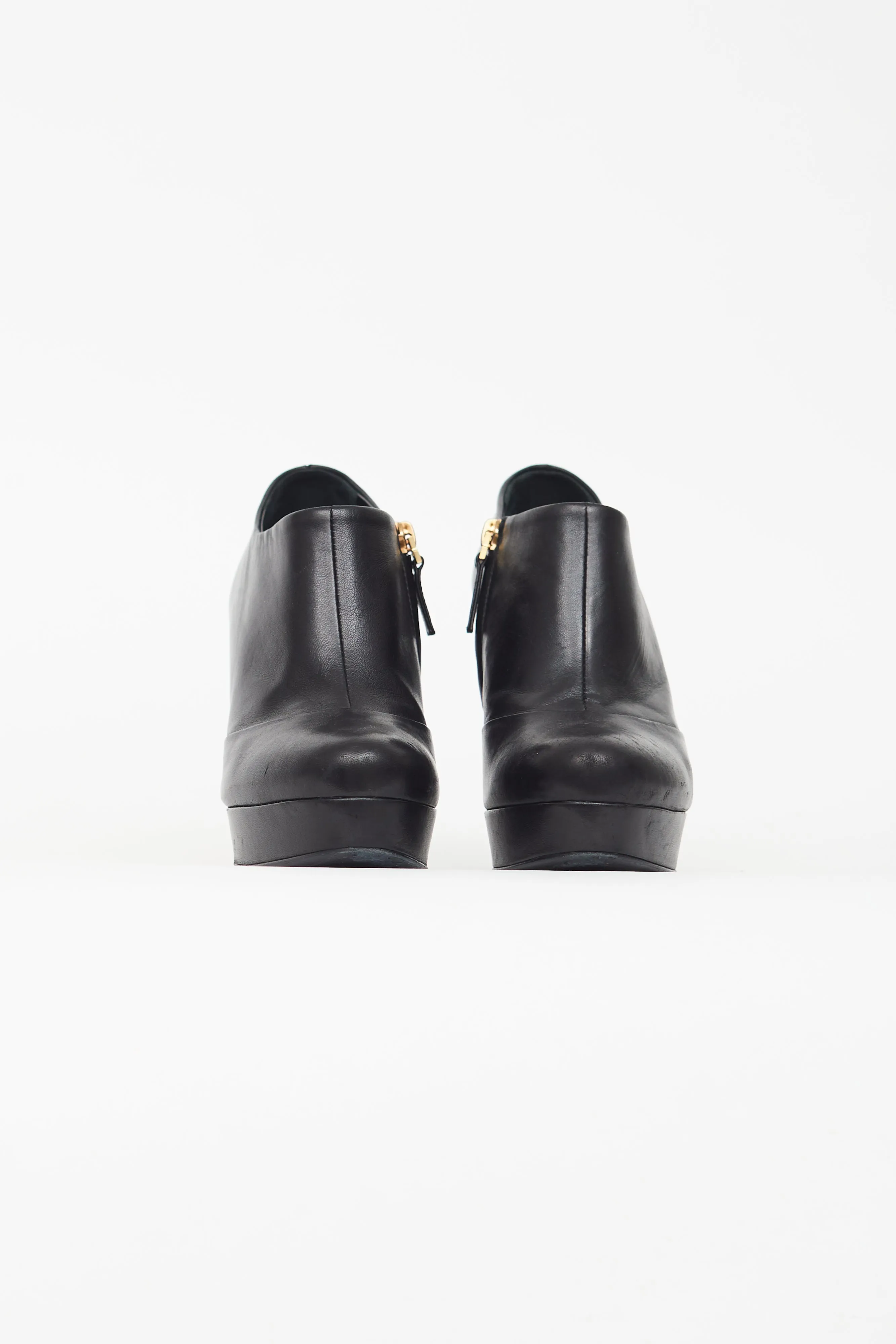 Black Leather Stiletto Bootie