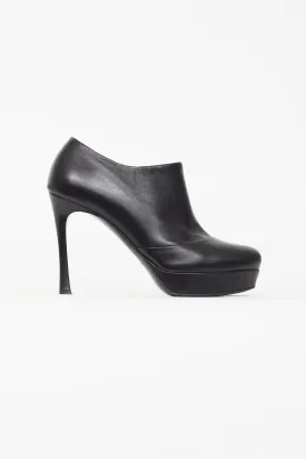 Black Leather Stiletto Bootie