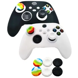 Cabuas 2pcs Silicone Skin Case Grip Cover for Xbox Series X/S Controller, Rubber Protector with 6pcs Thumb Joystick Grips, Anti-Slip, Comfortable Gaming Experience