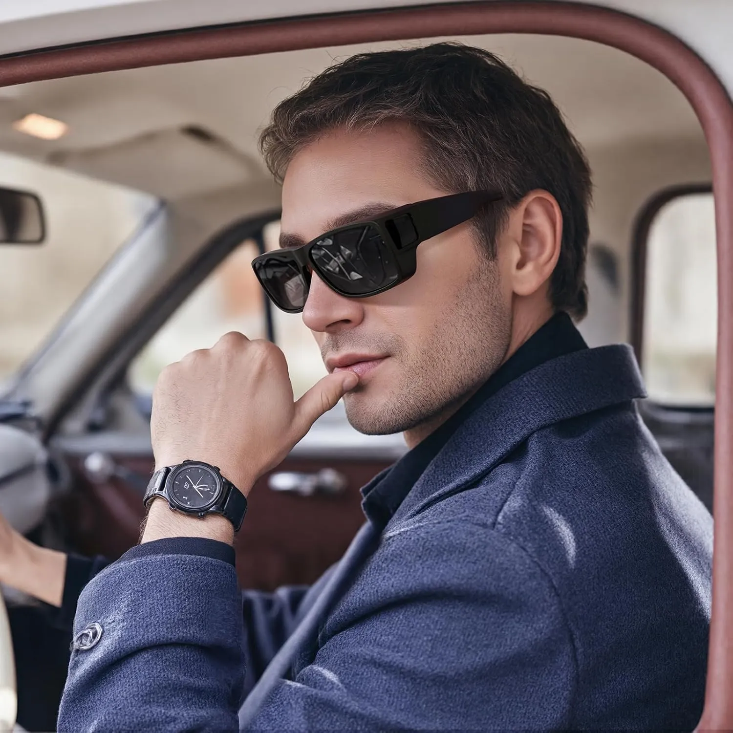 CAXMAN Fit Over Glasses Sunglasses Polarized Wrap Around Sunglasses with Side Window Shields for Full Protection