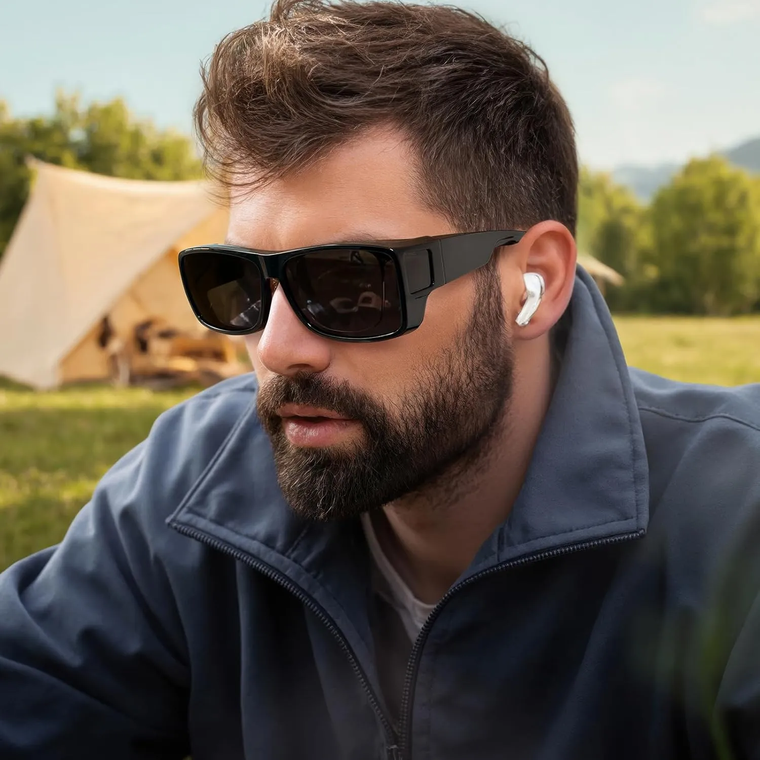 CAXMAN Fit Over Glasses Sunglasses Polarized Wrap Around Sunglasses with Side Window Shields for Full Protection