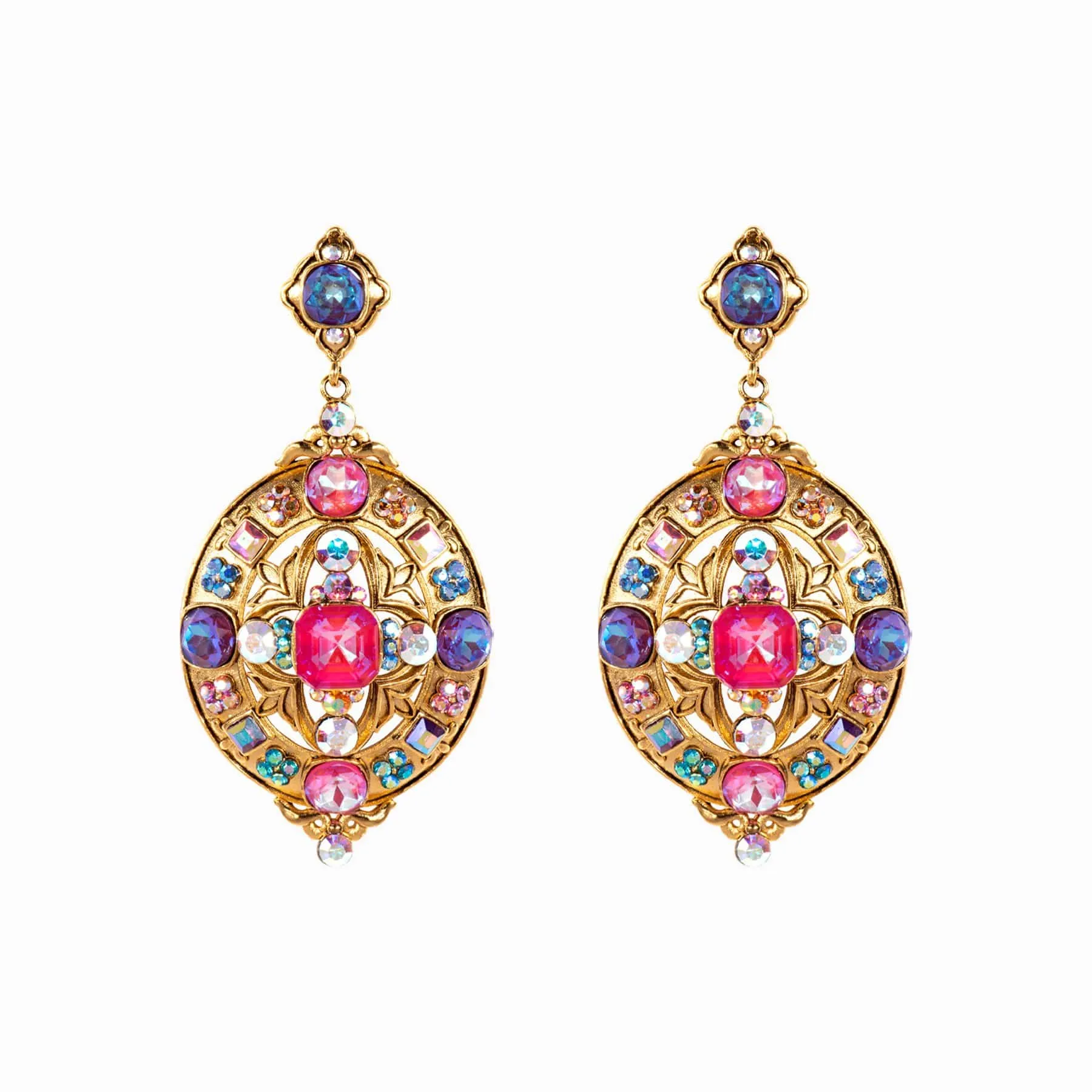 Crystal Oval Drop Earrings