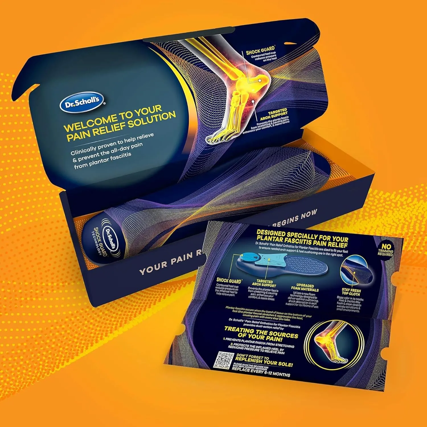 Dr. Scholls Plantar Fasciitis Pain Relief Orthotic Insoles, Immediately Relieves Pain: Heel, Spurs, Arch Support, Distributes Foot Pressure, 1 Pair