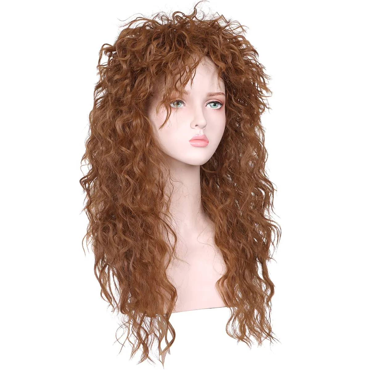 FantaLoonk Brown Wave 80s Wig 70s Halloween Mullet Cosplay Wig for Men