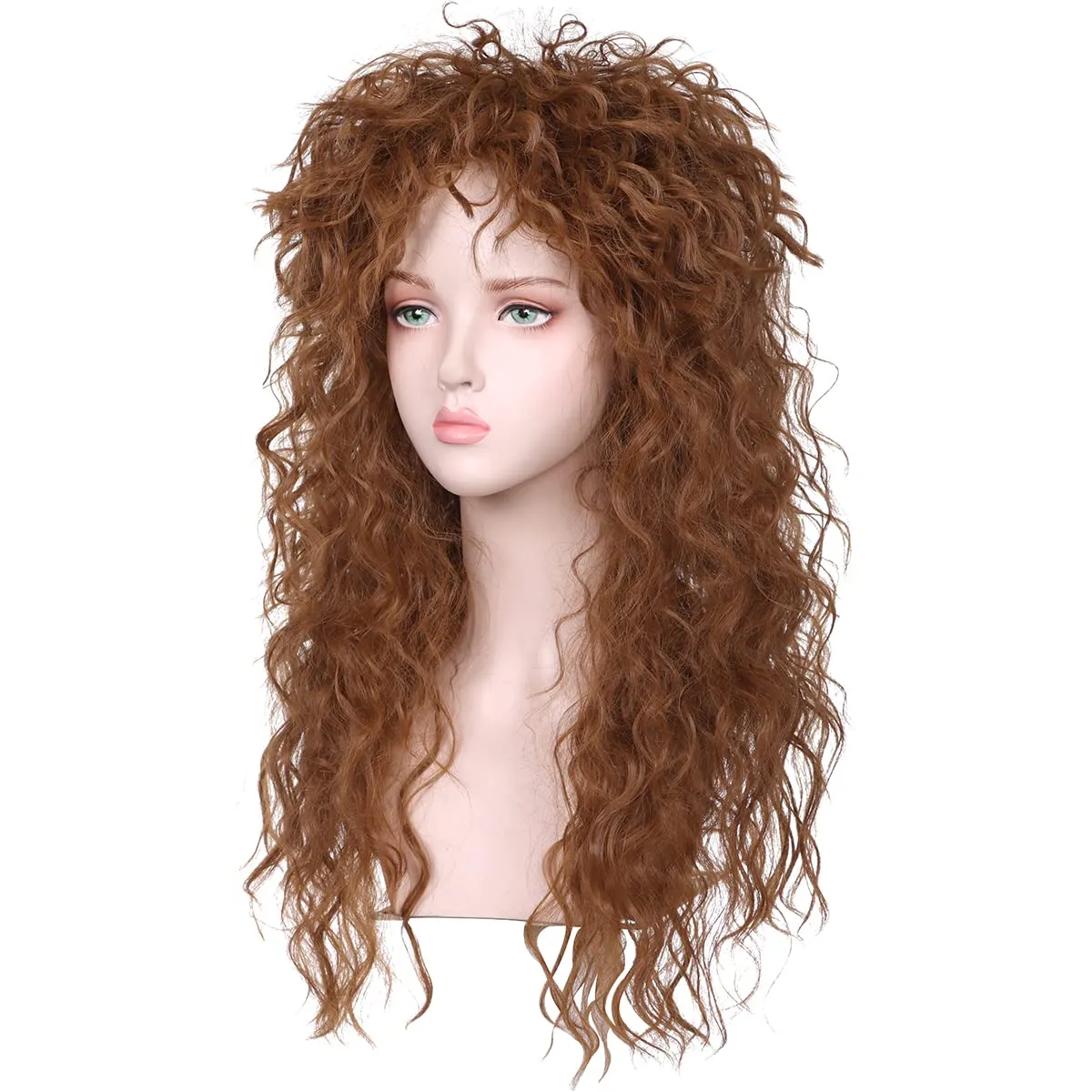 FantaLoonk Brown Wave 80s Wig 70s Halloween Mullet Cosplay Wig for Men