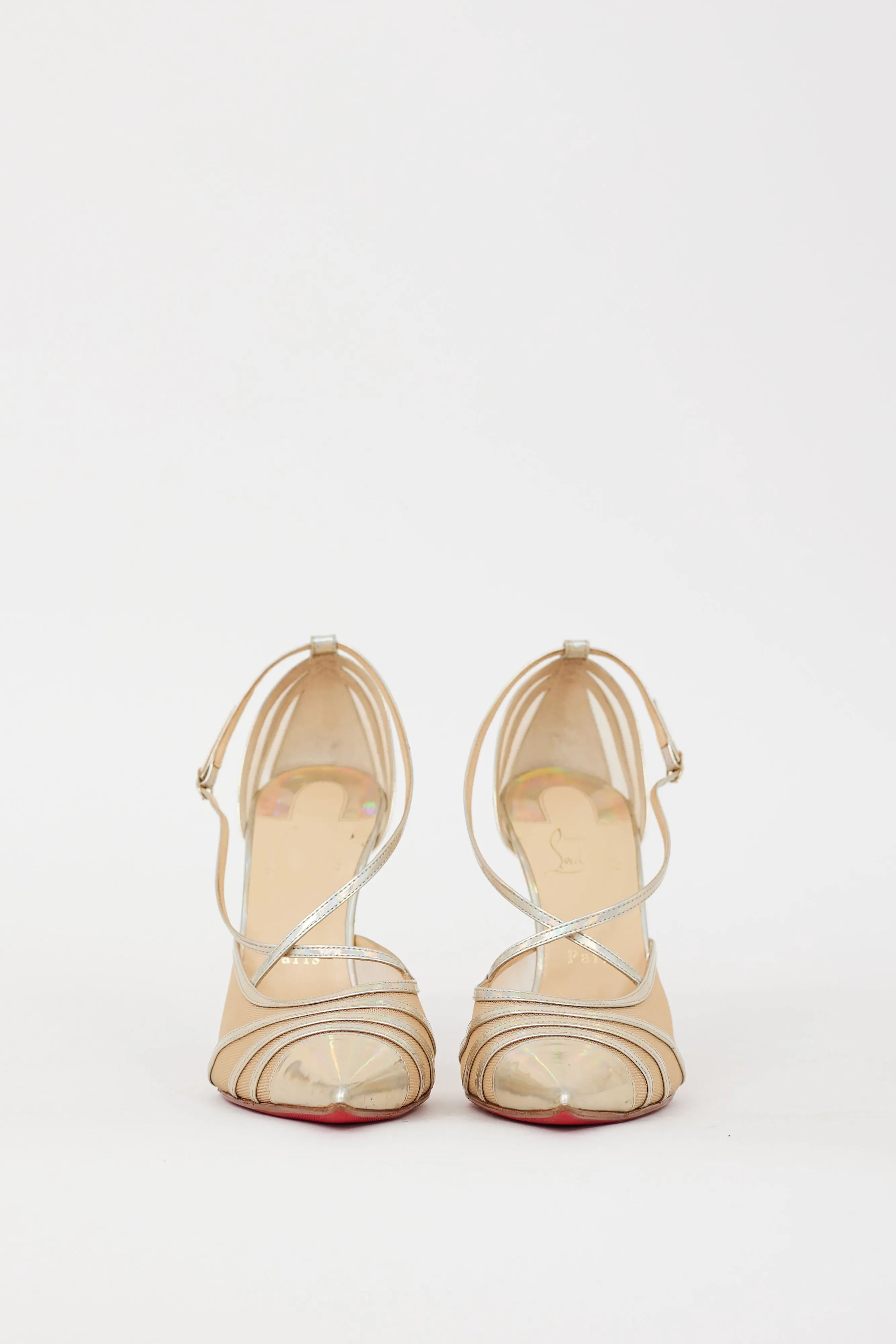 Gold Iridescent Leather & Mesh Theodorella Pump