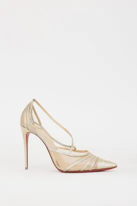 Gold Iridescent Leather & Mesh Theodorella Pump