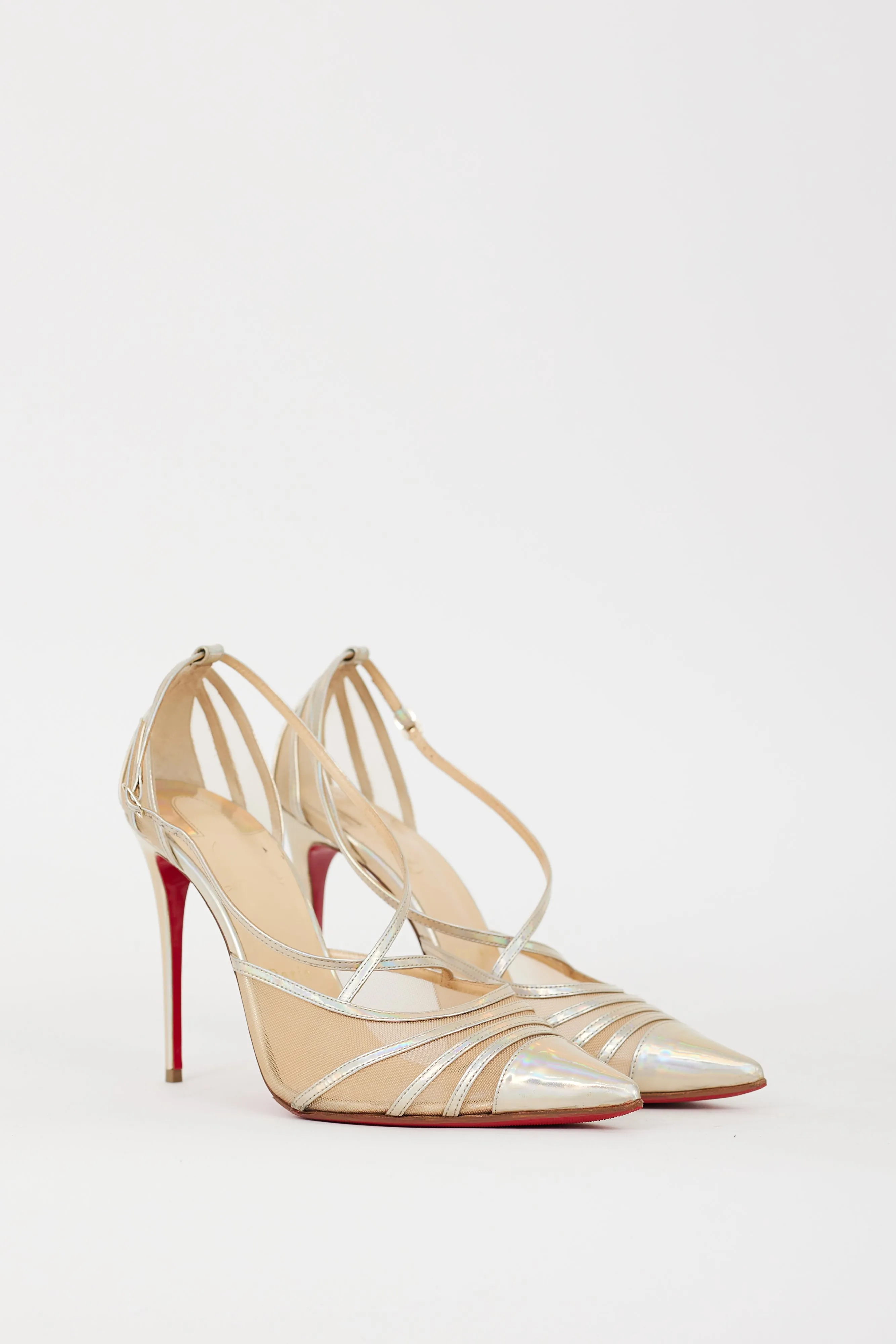 Gold Iridescent Leather & Mesh Theodorella Pump