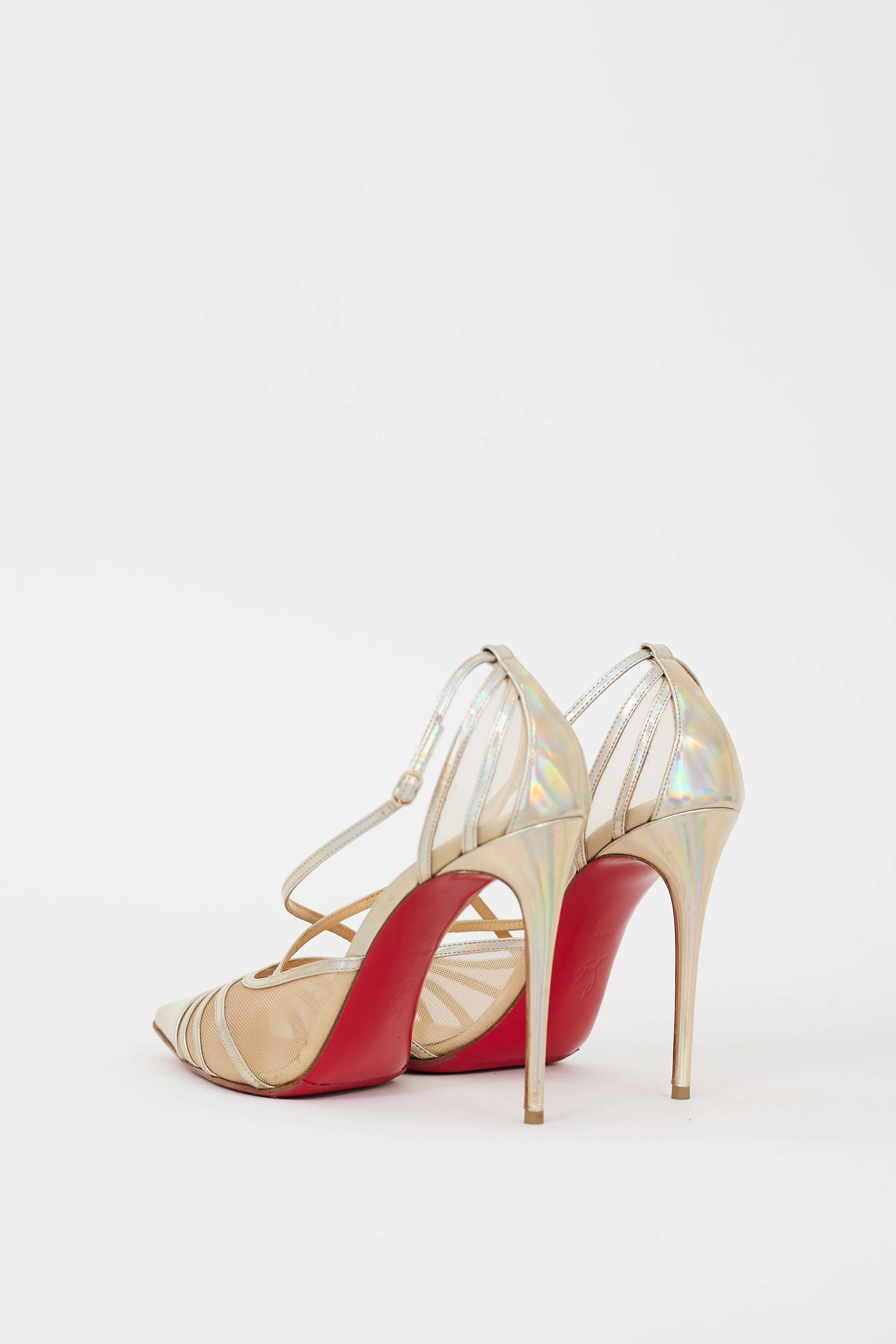 Gold Iridescent Leather & Mesh Theodorella Pump