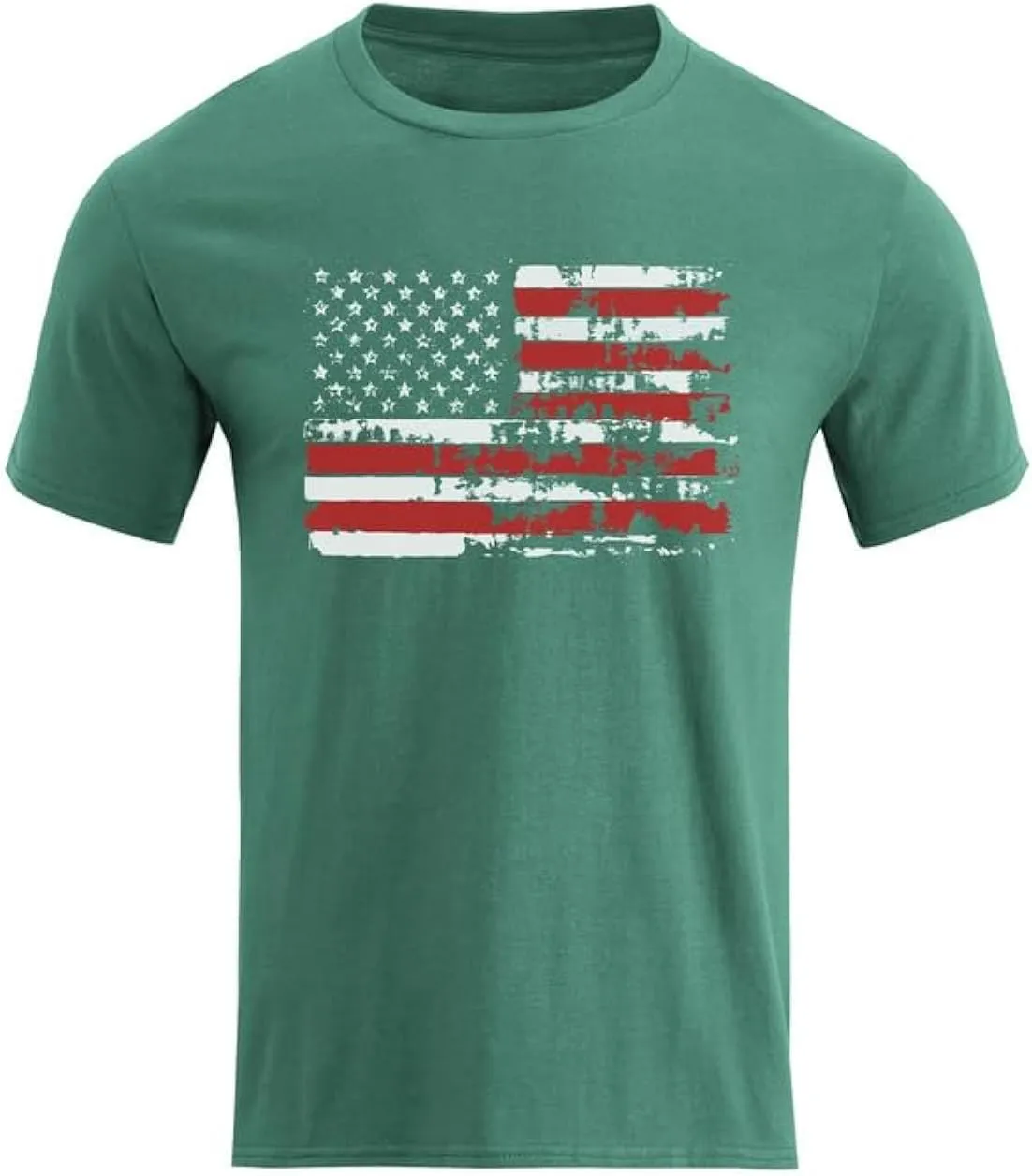 H HYFOL Men's Graphic T-Shirts USA Flag 100% Cotton Short Sleeve American Patriotic Crewneck Casual Regular Tee Shirts