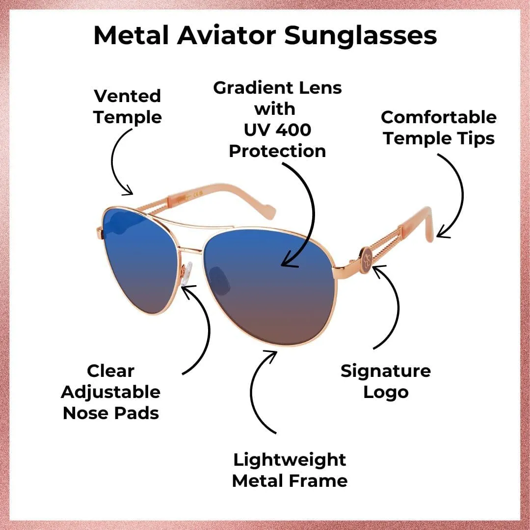 Jessica Simpson Women's J5596 Classic Metal Aviator Pilot Sunglasses with UV400 Protection