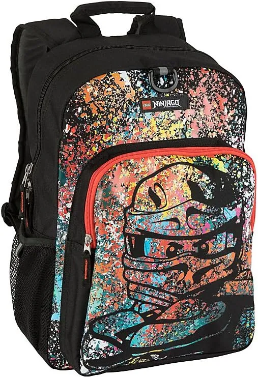 LEGO NINJAGO Kids School Backpack Bookbag, for Travel, On-the-Go, Back to School, Boys and Girls, with Adjustable Padded Straps and Fun patterns, Spraypaint
