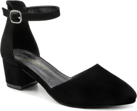 Little Girls Sandals Closed Toe High Heels Formal Dress Shoes Ankle Strap Pointed Toe Heeled for Little Big Kids in Wedding Party Block Chunky Pump Shoes