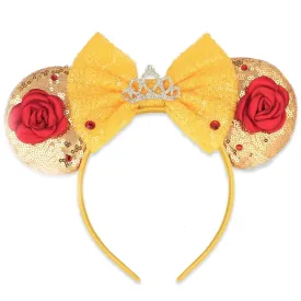 LYLIN Belle Ears, Princess Belle Mouse Ears Headband for Women & Girls, Tiara Headband Hair Accessory for Birthday Party