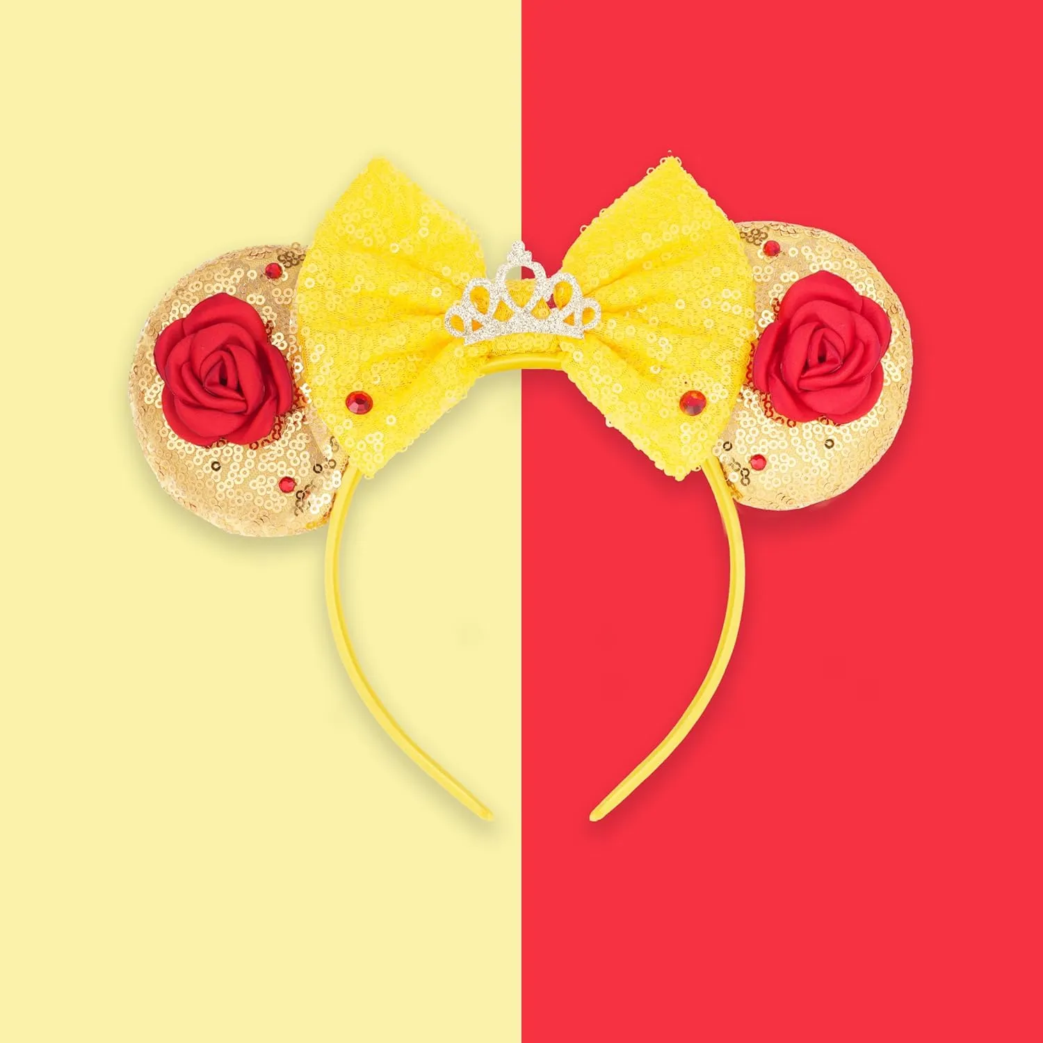 LYLIN Belle Ears, Princess Belle Mouse Ears Headband for Women & Girls, Tiara Headband Hair Accessory for Birthday Party