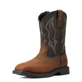 RigTek Wide Square Toe Waterproof Composite Toe Work Boot Distressed Brown