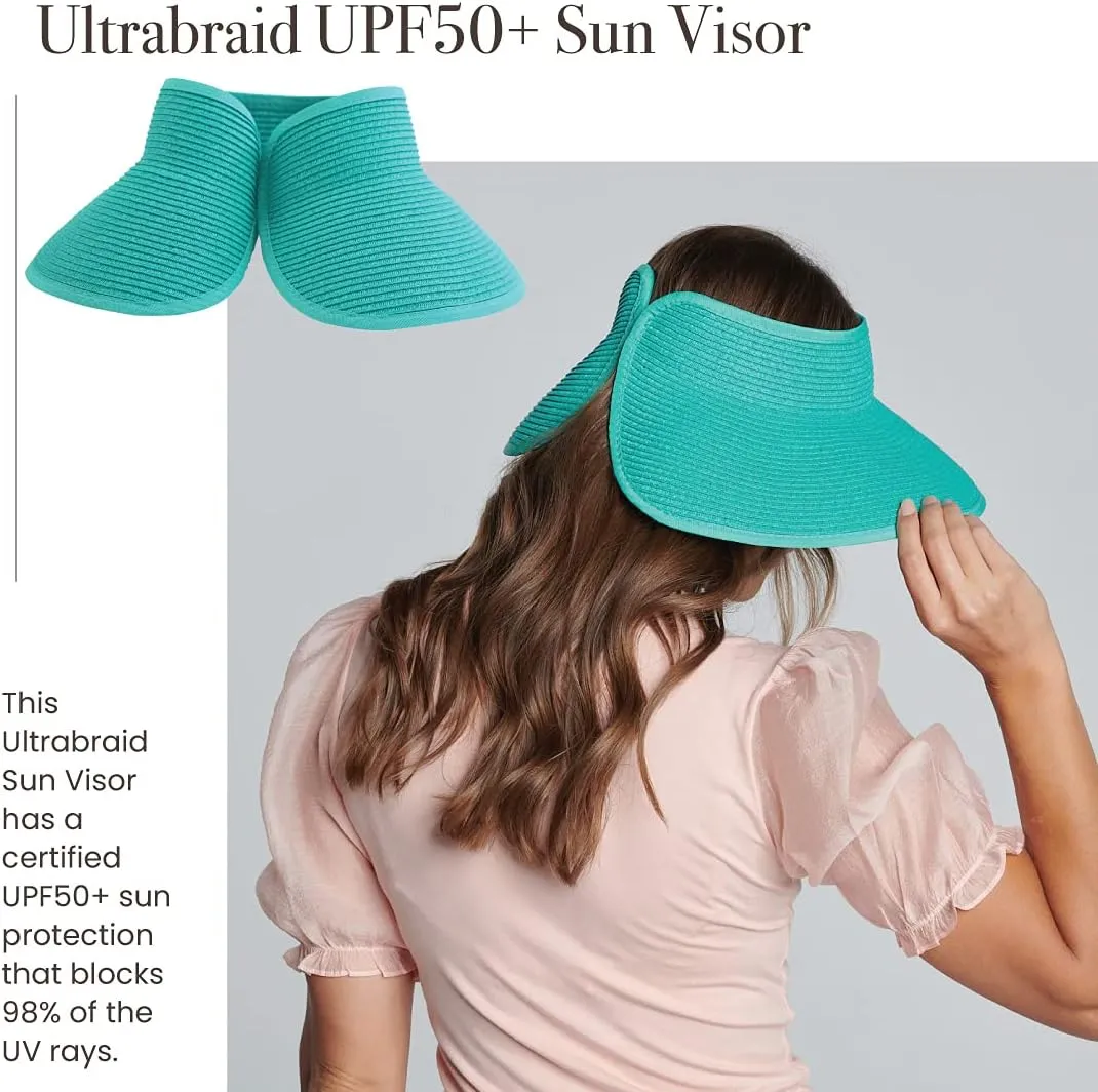 San Diego Hat Co. Women's One Size Ultrabraid Visor with Ribbon Binding, and Sweatband