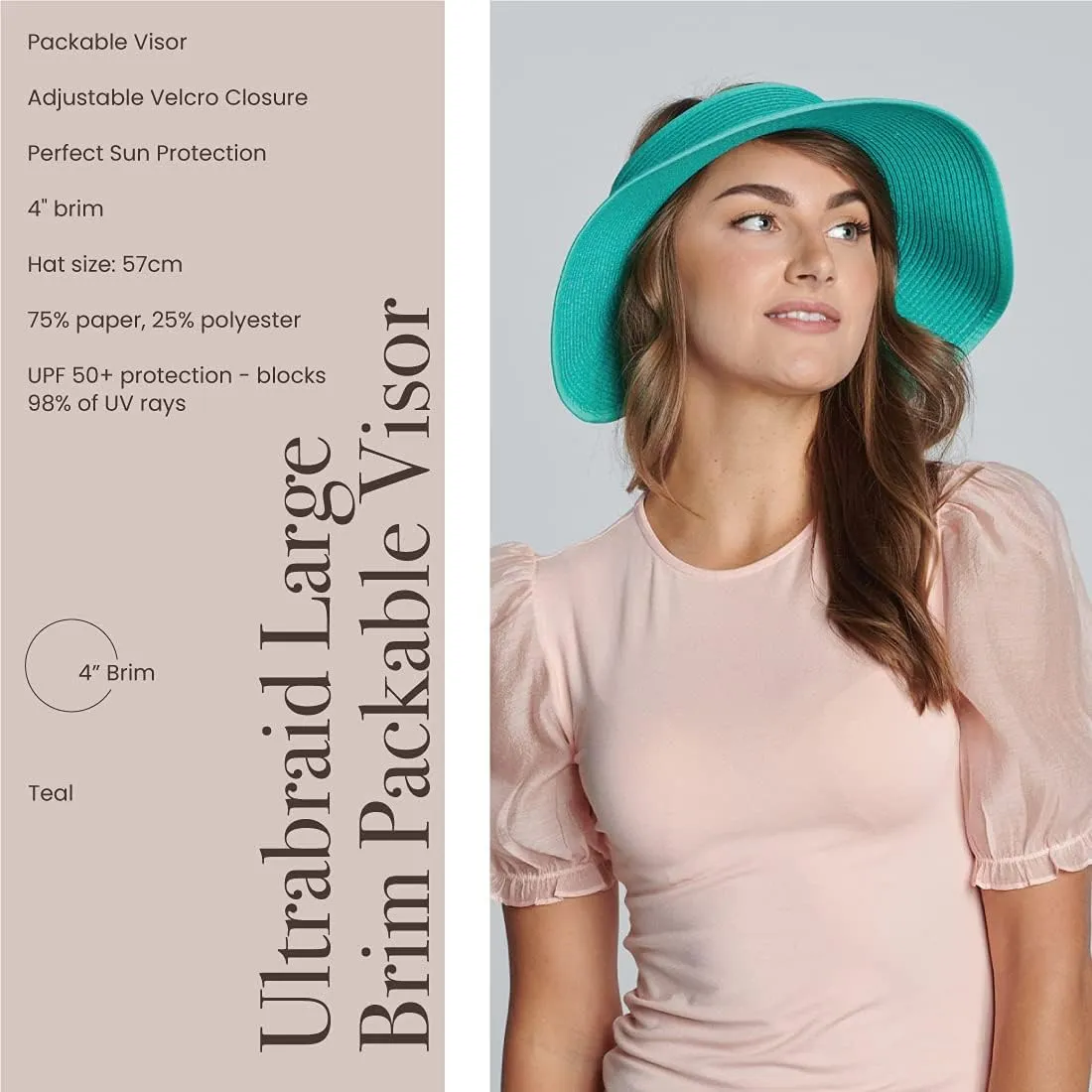 San Diego Hat Co. Women's One Size Ultrabraid Visor with Ribbon Binding, and Sweatband