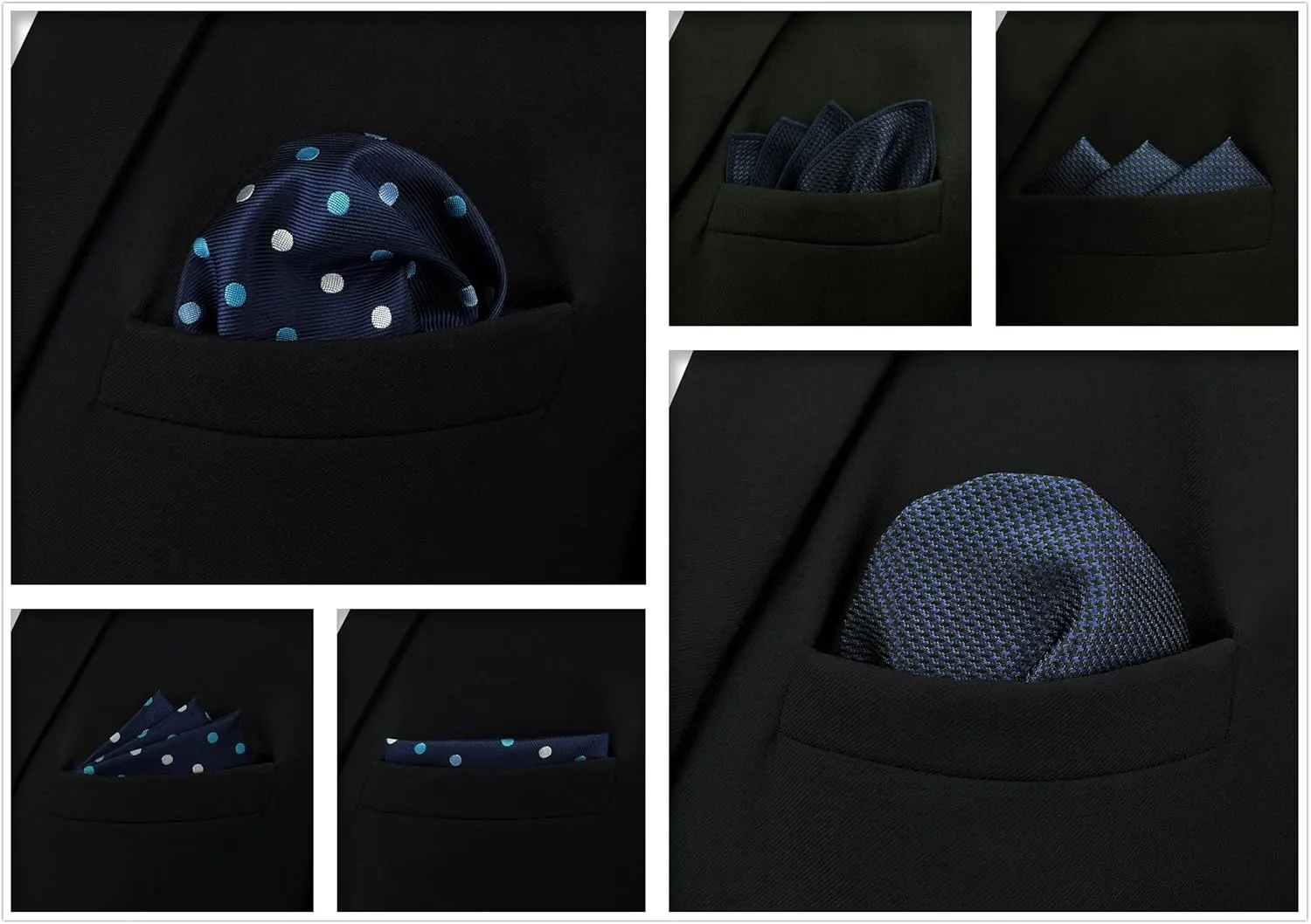 SHLAX&WING 5 Pieces Assorted Mens Silk Pocket Square Set Handkerchiefs