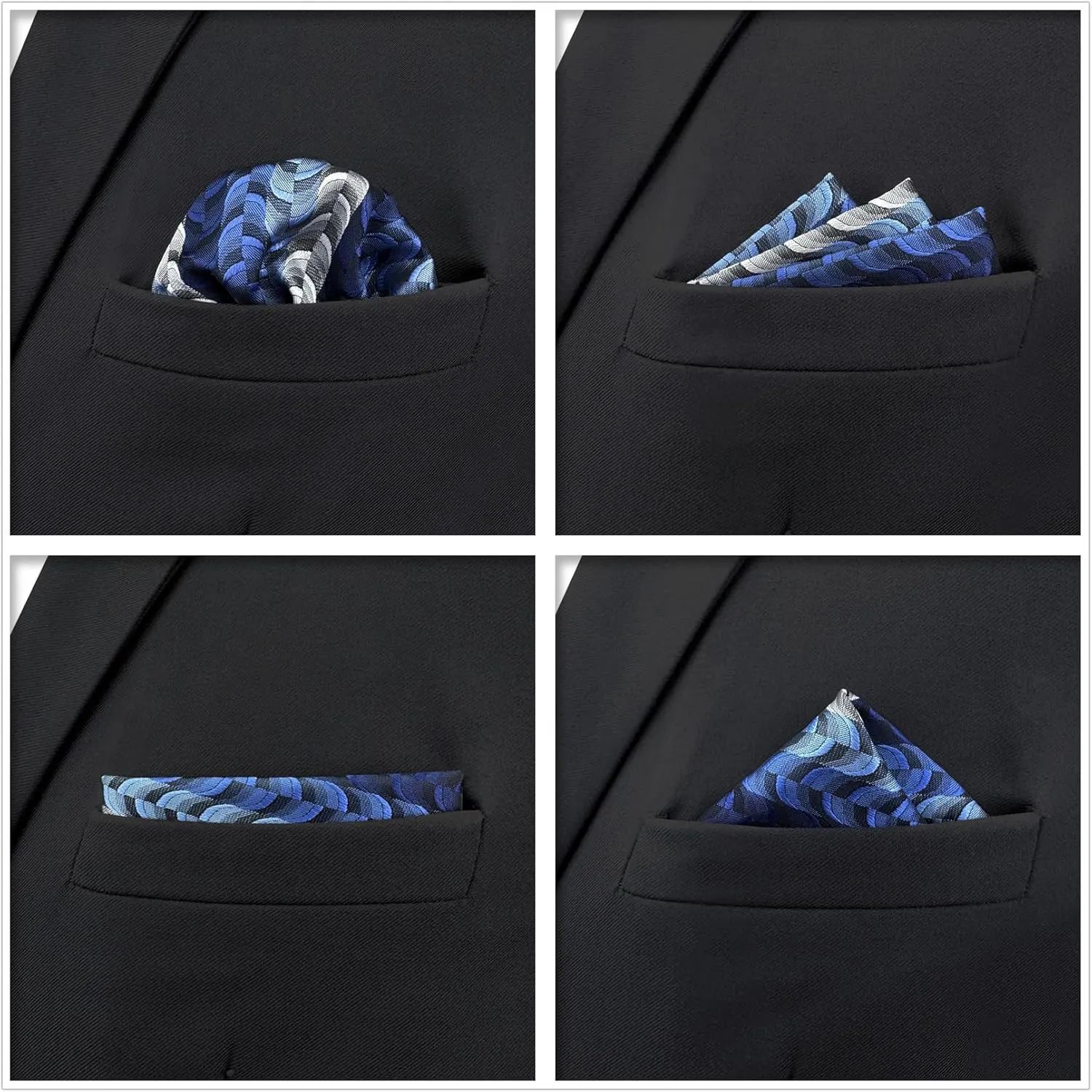 SHLAX&WING 5 Pieces Assorted Mens Silk Pocket Square Set Handkerchiefs