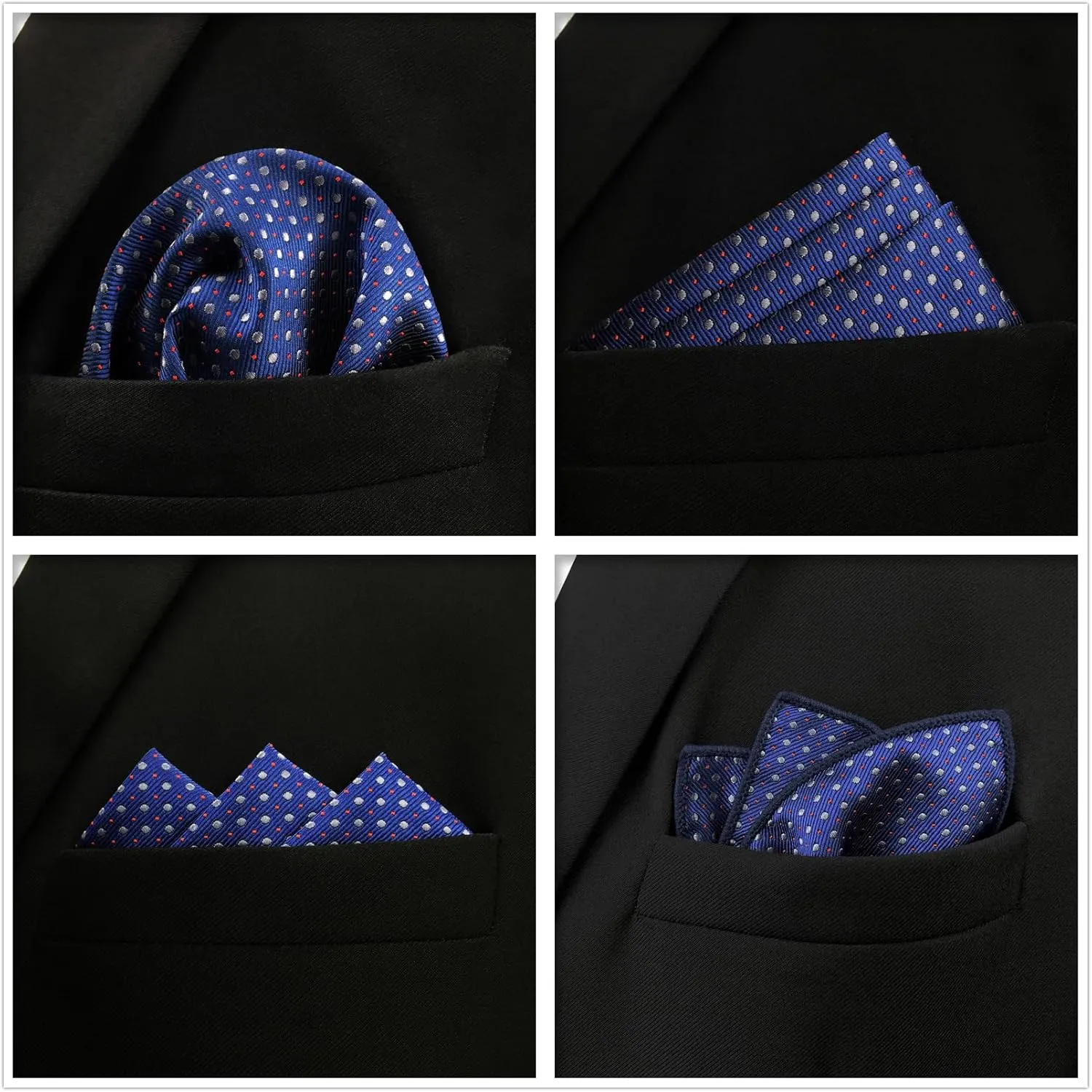 SHLAX&WING 5 Pieces Assorted Mens Silk Pocket Square Set Handkerchiefs