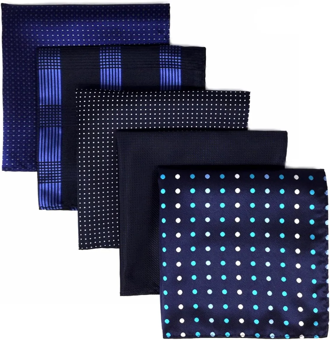 SHLAX&WING 5 Pieces Assorted Mens Silk Pocket Square Set Handkerchiefs