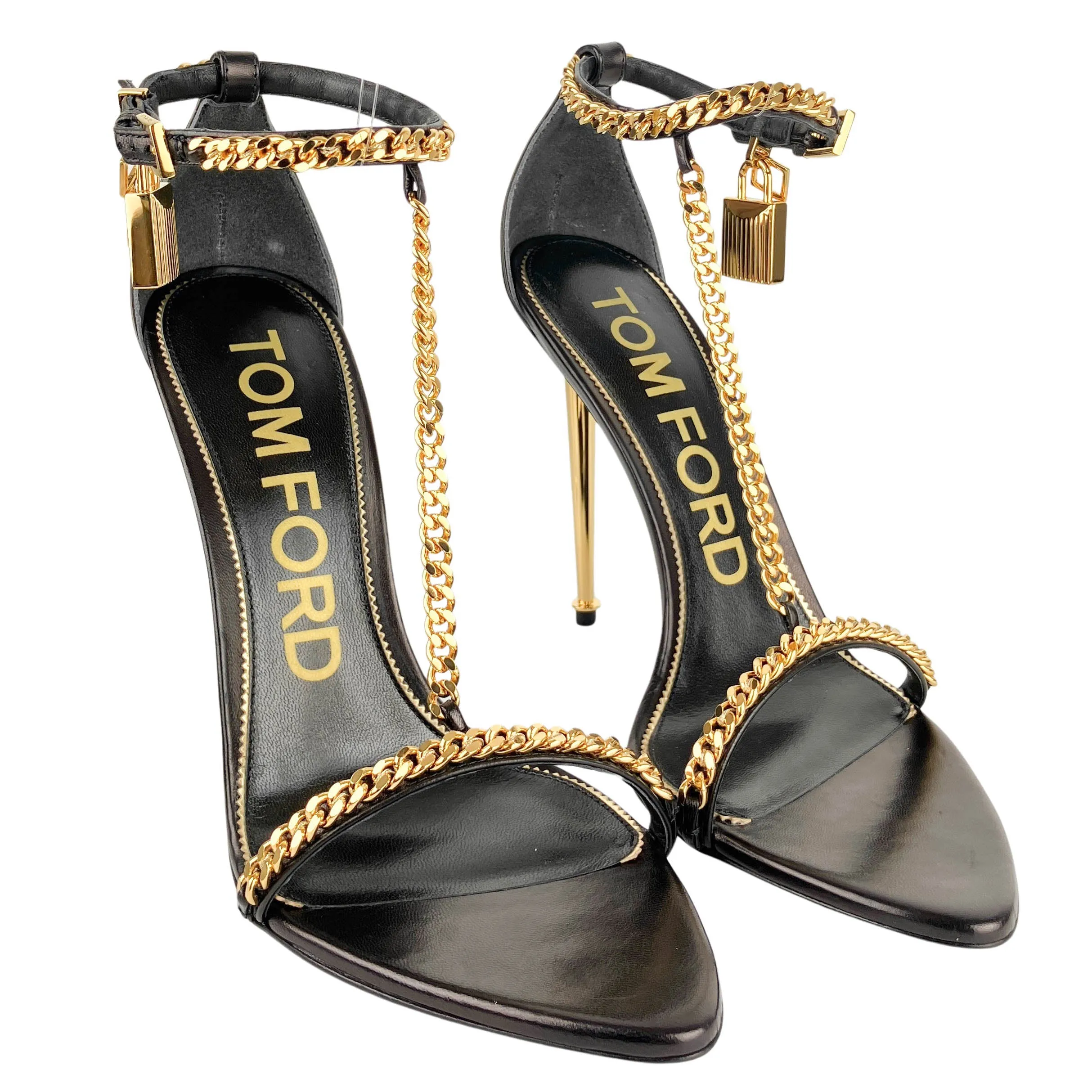 Tom Ford Shiny Kid Heels in Black/Gold