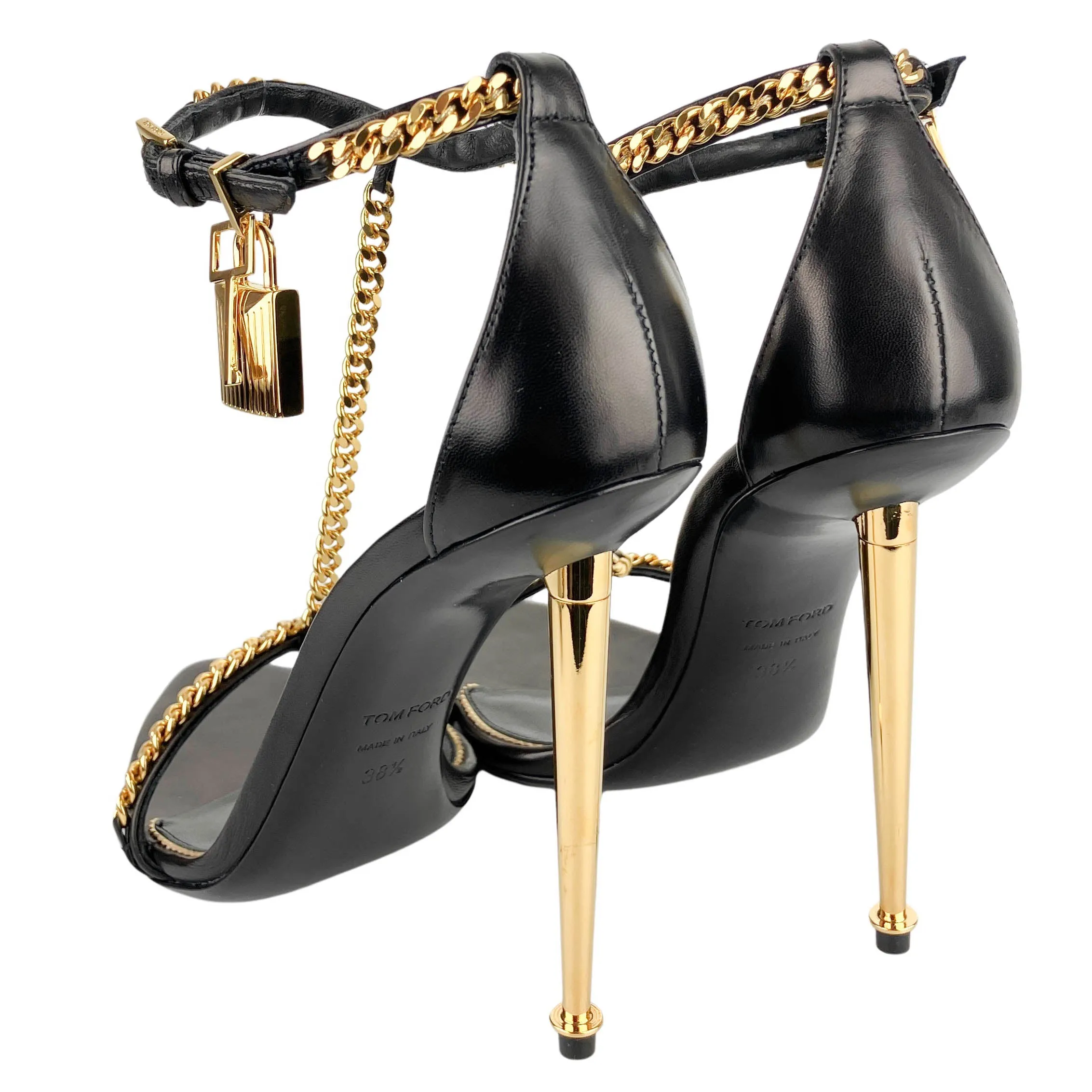 Tom Ford Shiny Kid Heels in Black/Gold