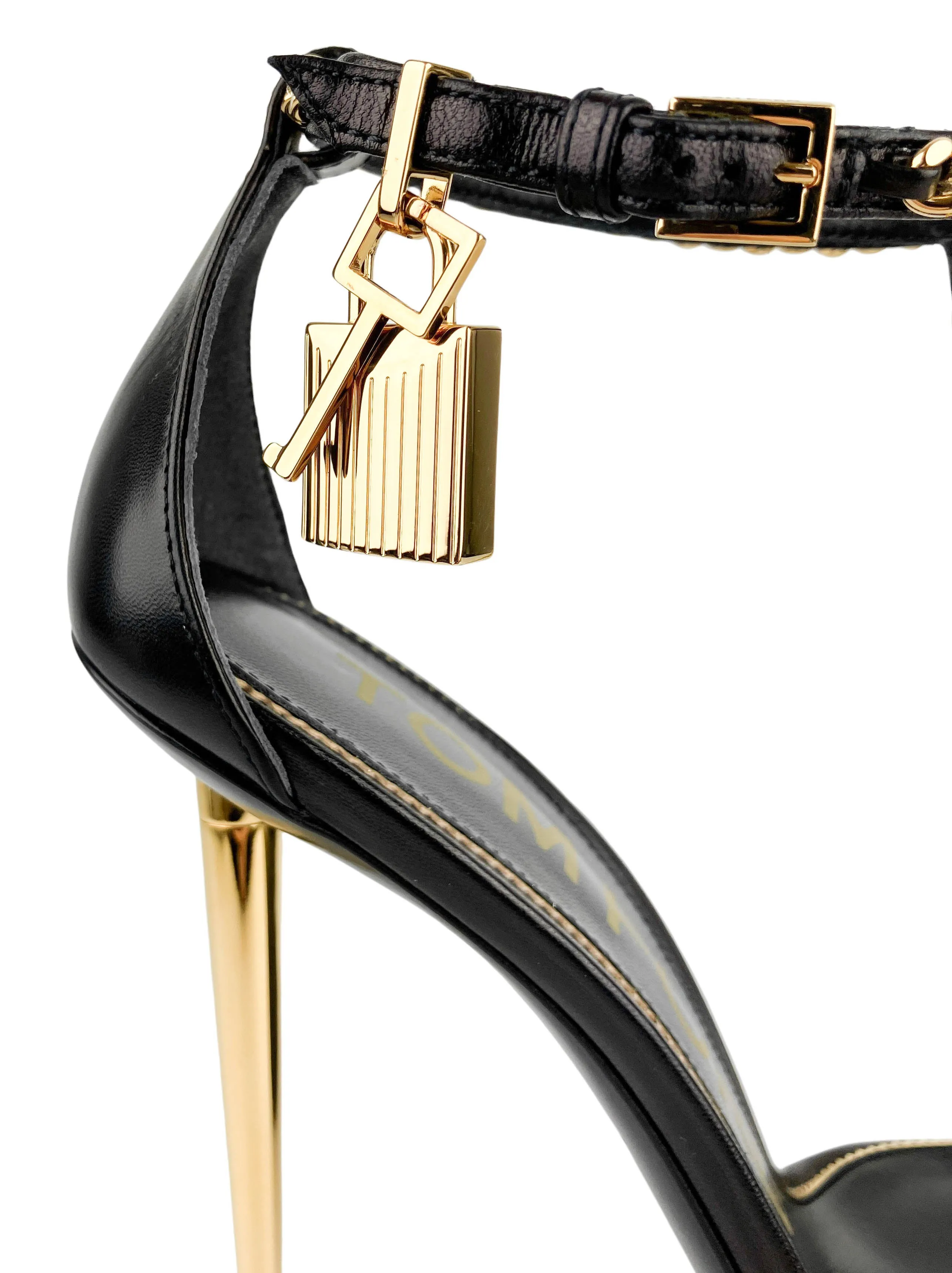 Tom Ford Shiny Kid Heels in Black/Gold