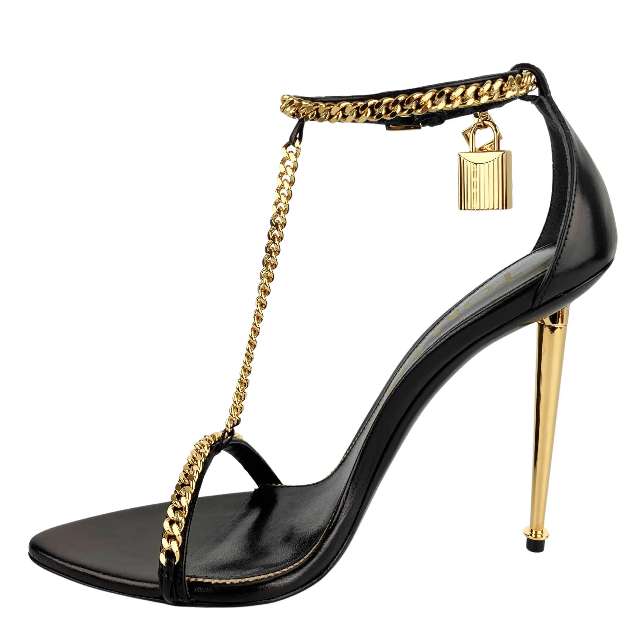 Tom Ford Shiny Kid Heels in Black/Gold