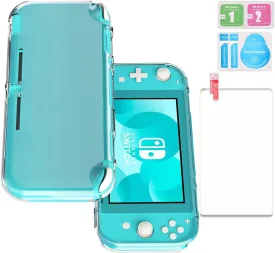 TPU protective case Compatible with Switch Lite, transparent protective case with tempered glass screen set protector.