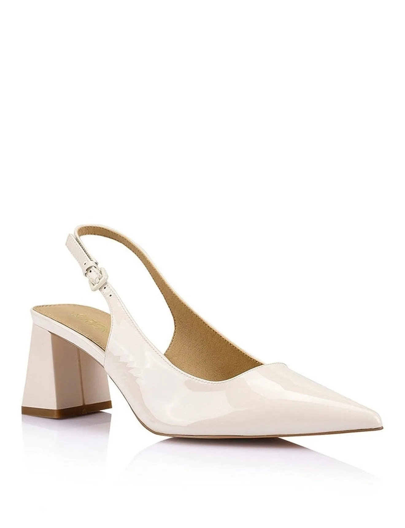Yarra Pointed Toe Slingbacks - Chalk Patent Leather