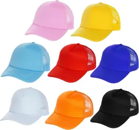 Yookat 8 Pack Baseball Caps Blank Mesh Hat Adjustable Baseball Cap Blank Design for Men and Women